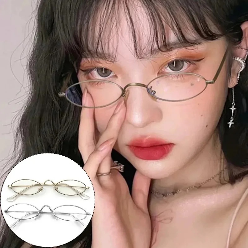 Y2K Small Oval Metal Glasses W - Anti Blue Light Film บทวิจารณ์และราคา