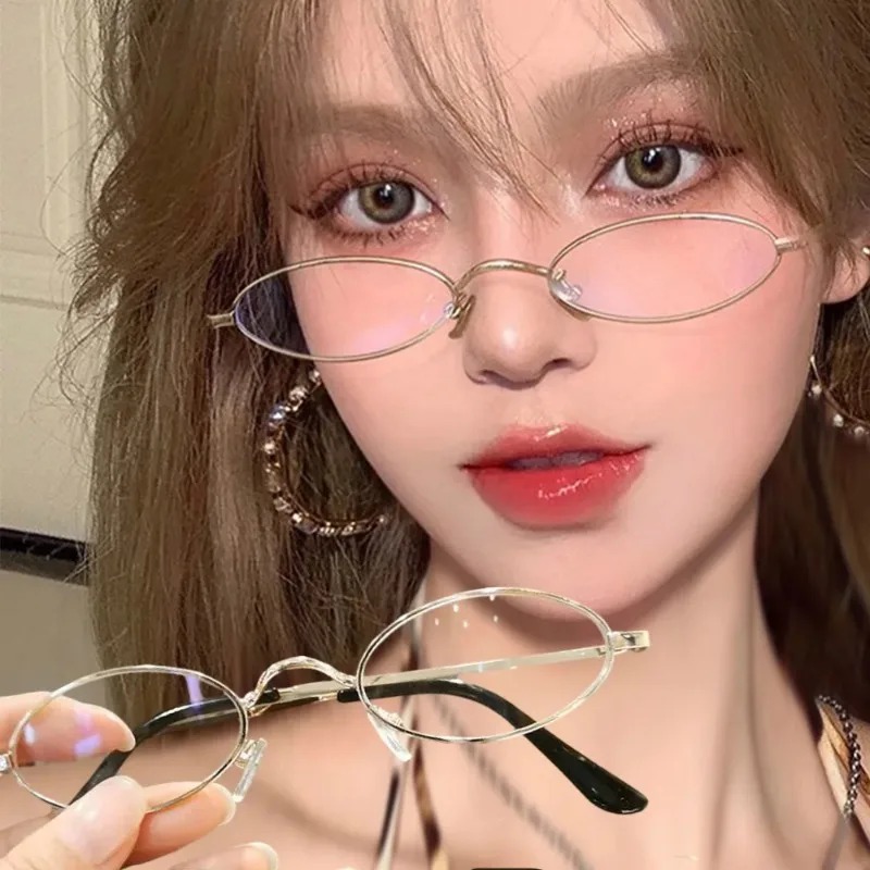 Y2K Small Oval Metal Glasses W - Anti Blue Light Film บทวิจารณ์และราคา